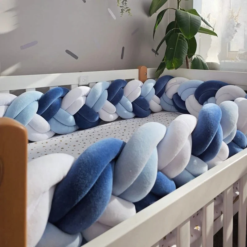 Braided Crib Bumper Navy Blue White 20 cm