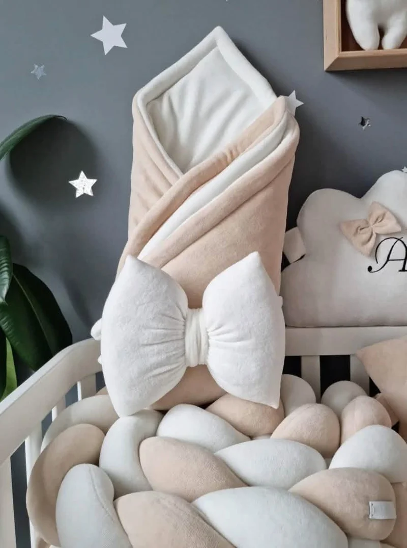 Baby Bedding Set Beige - Princess Swan, Cloud Face & Heart