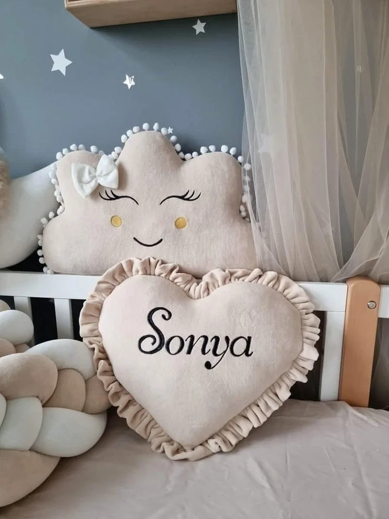 Baby Bedding Set Beige - Princess Swan, Cloud Face & Heart