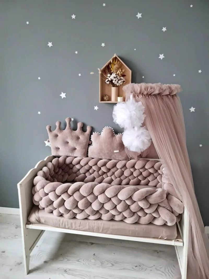 Baby Bedding Set Cappuccino - Triple Braided Full Crib Bumper