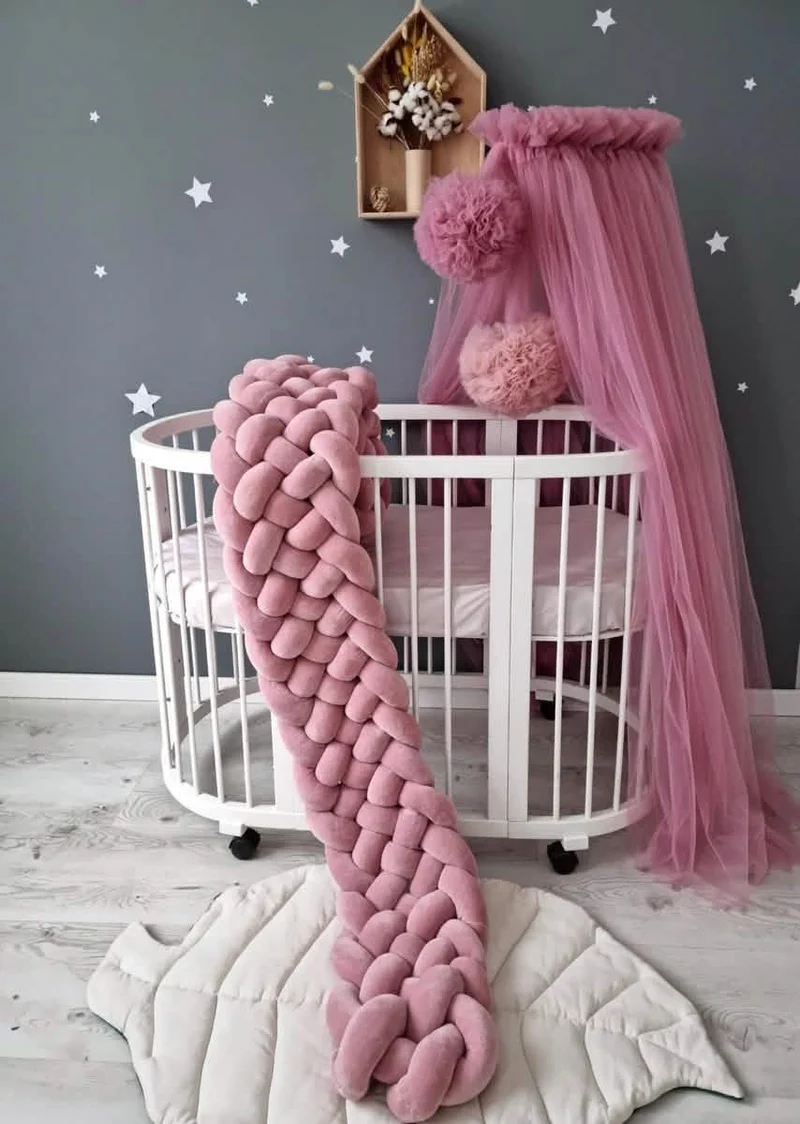 Triple Braided Crib Bumper Mixed Colors 30 cm