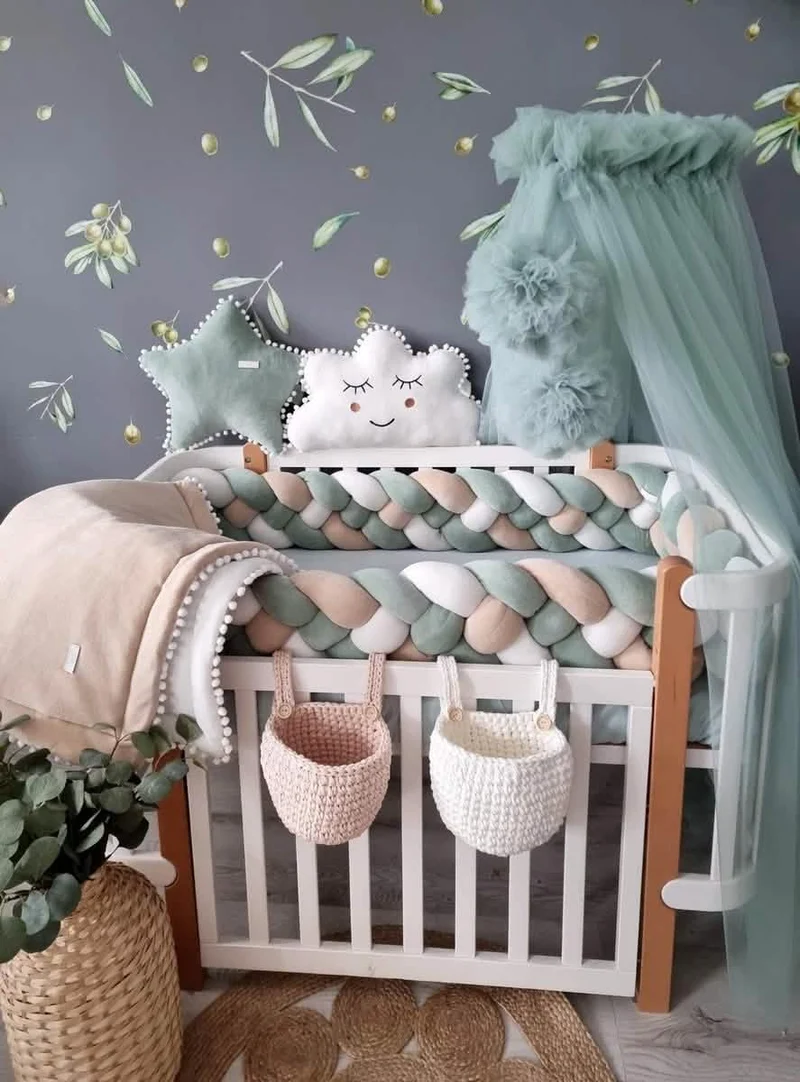 Baby Bedding Set Pistachio & Beige - Decorative Pillows