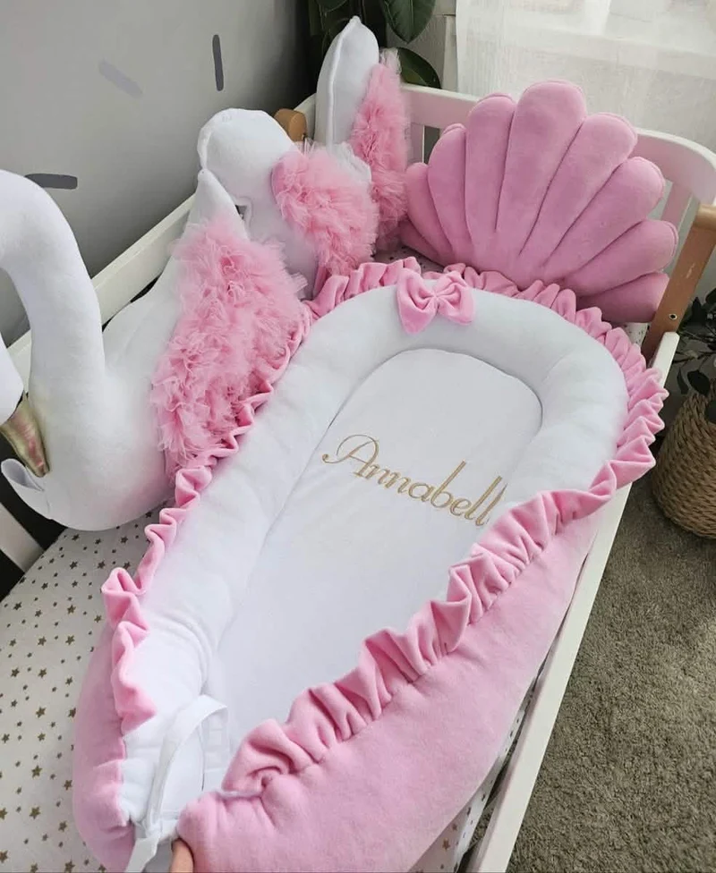 Personalized Cotton Velour Baby Nest with Name