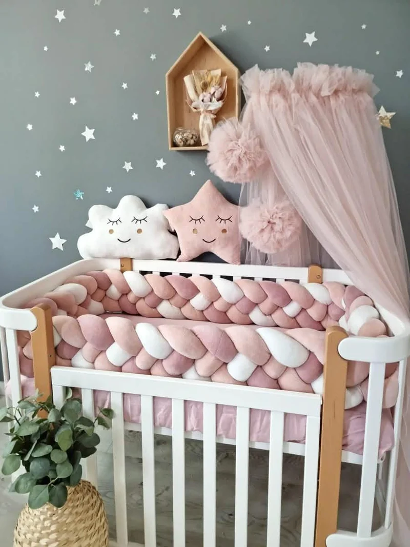 Baby Girl Bedding Set Blush Shadows - Full Perimeter Bumper