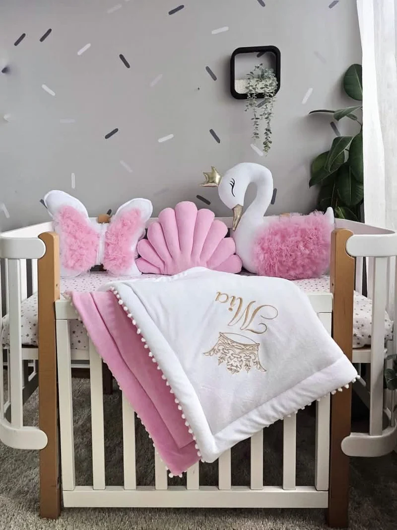 Baby Pillows Set - Swan, Butterfly & Shell Cotton Velour
