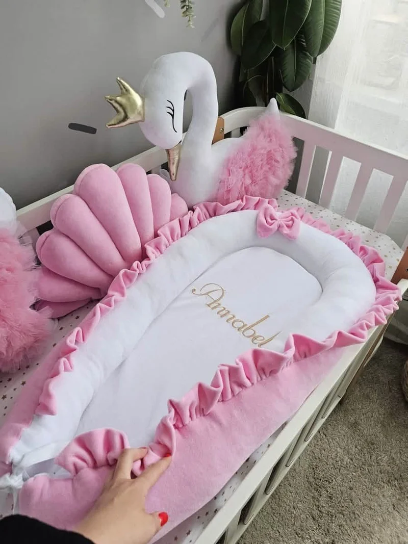 Baby Pillows Set - Swan, Butterfly & Shell Cotton Velour