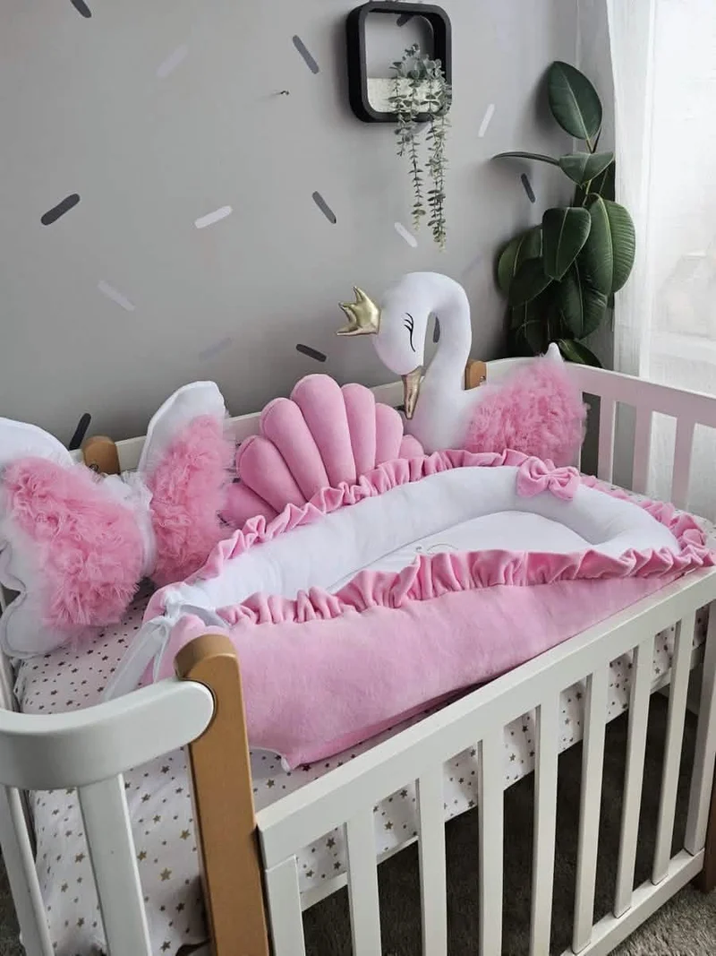Baby Pillows Set - Swan, Butterfly & Shell Cotton Velour