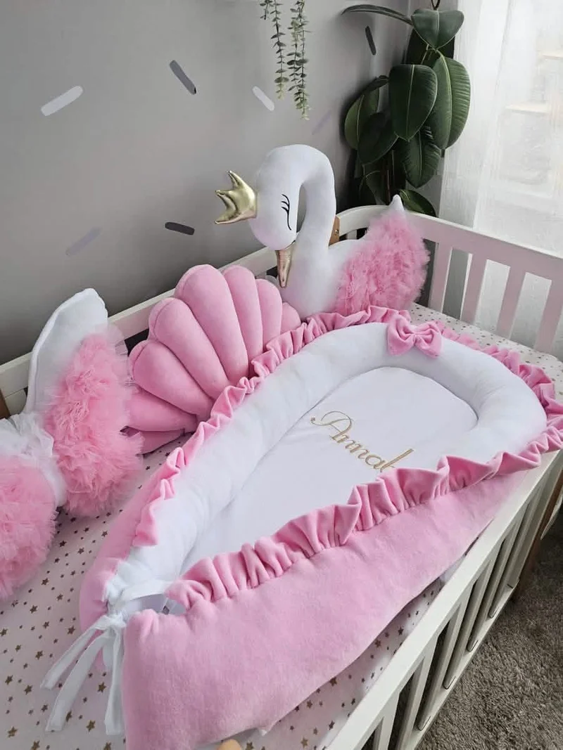 Baby Pillows Set - Swan, Butterfly & Shell Cotton Velour