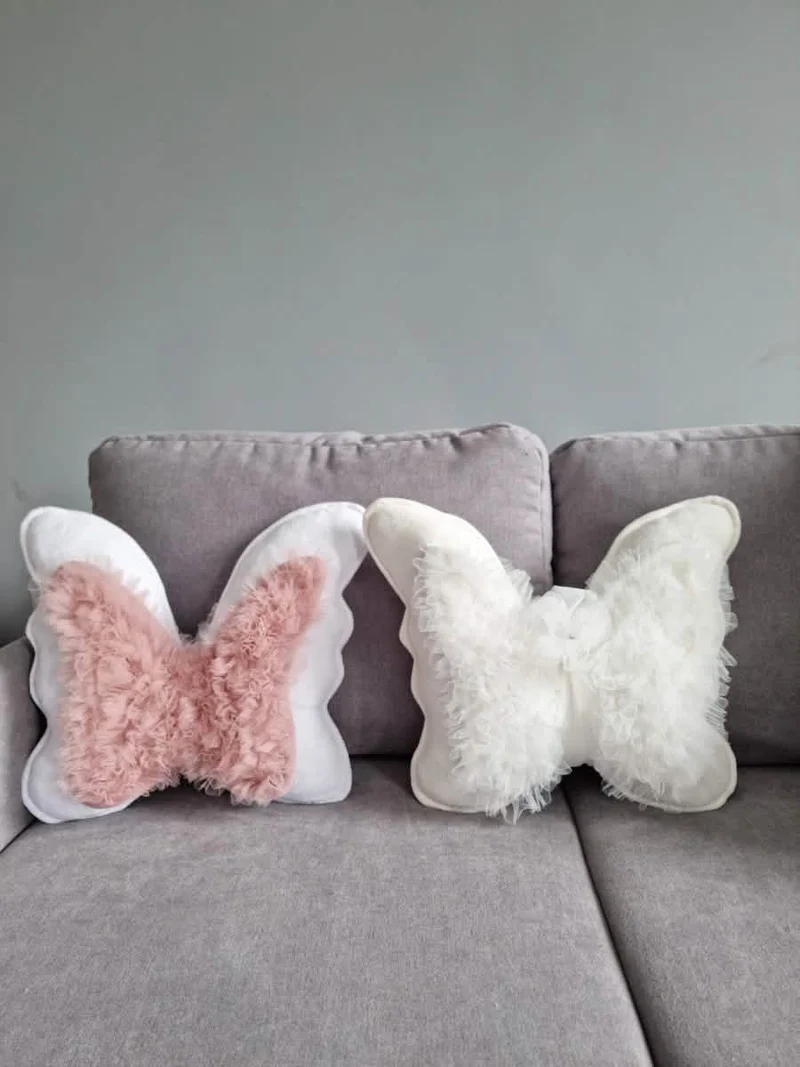 Decorative Butterfly Pillow - Cotton Velour Nursery Decor
