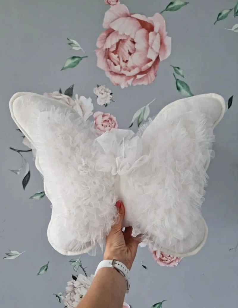 Decorative Butterfly Pillow - Cotton Velour Nursery Decor