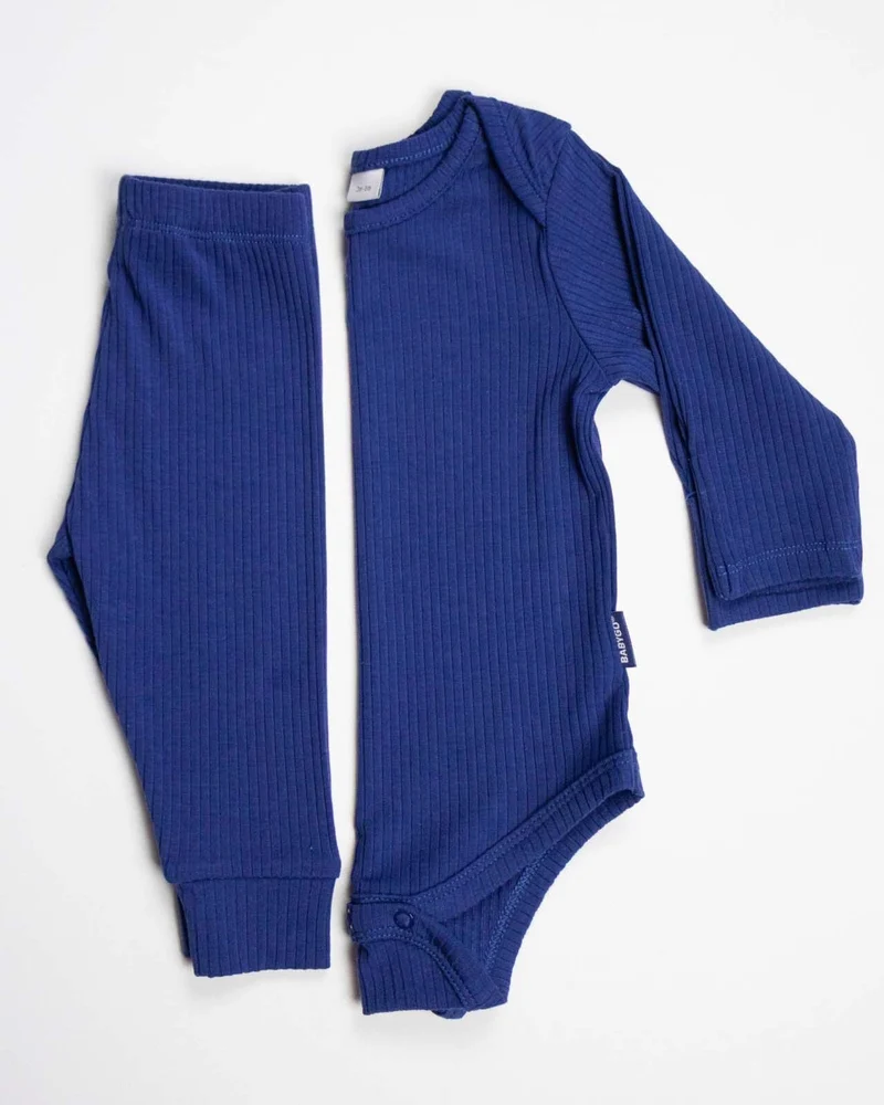 BABYGO® Marineblauer, langer Rippstrick-Body und Leggings