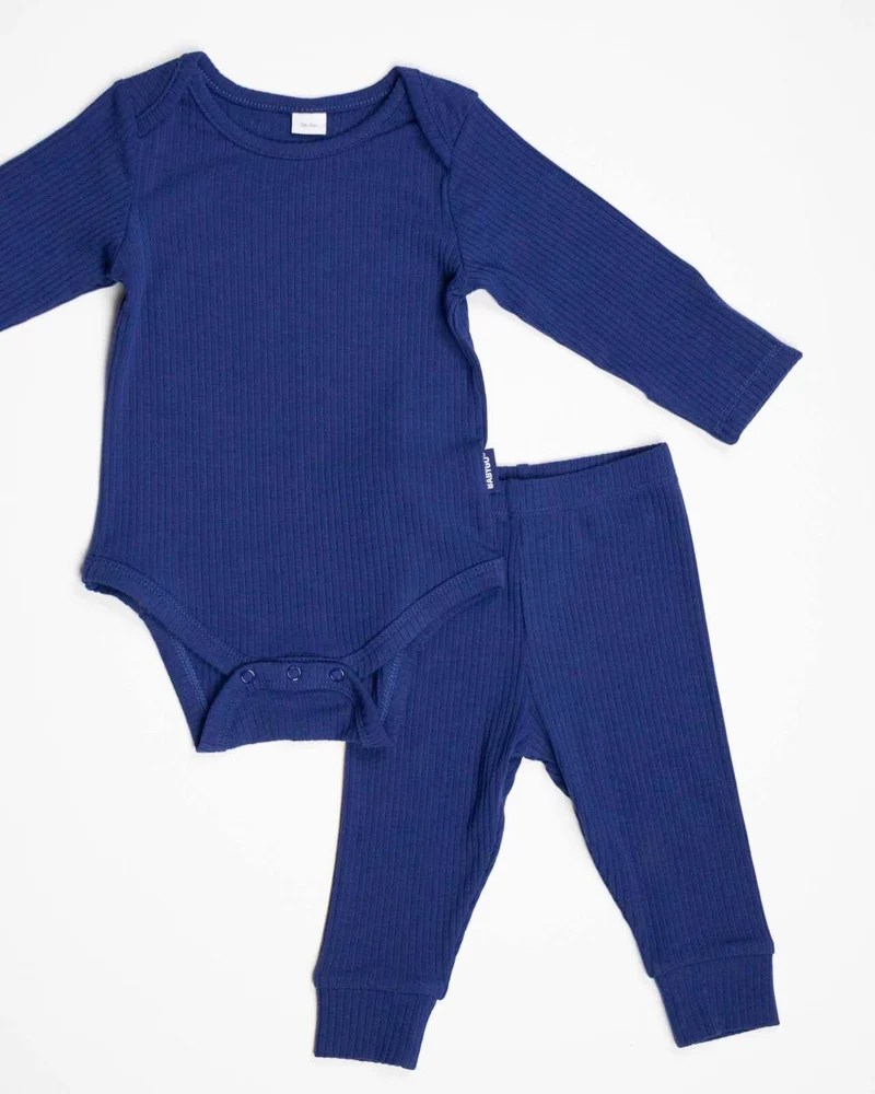 BABYGO® Marineblauer, langer Rippstrick-Body und Leggings