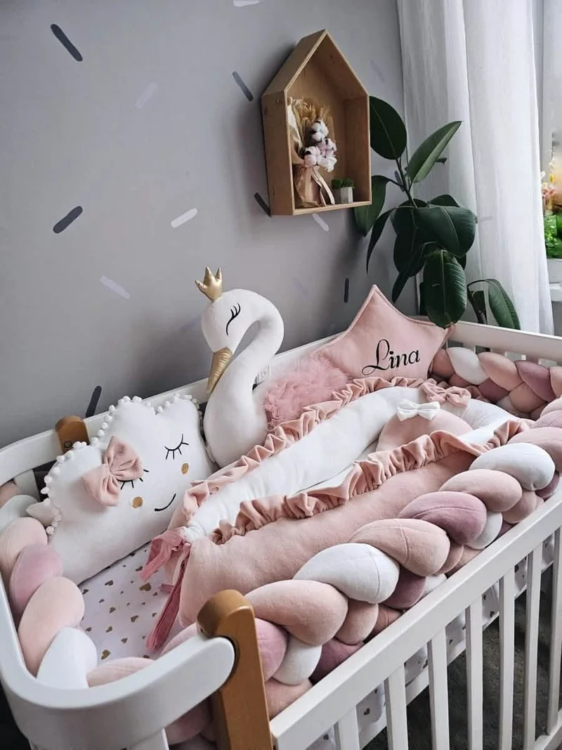 Baby Girl Bedding Set Blush - Princess Swan, Star & Cloud