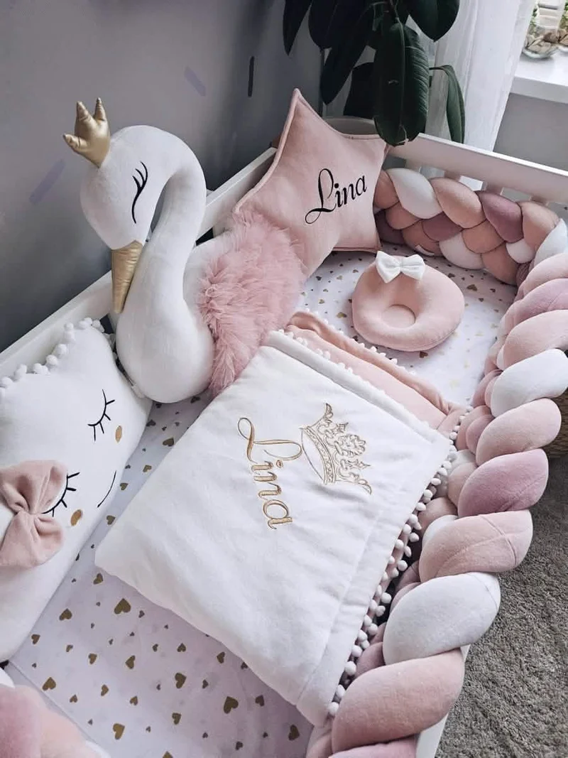 Baby Girl Bedding Set Blush - Princess Swan, Star & Cloud