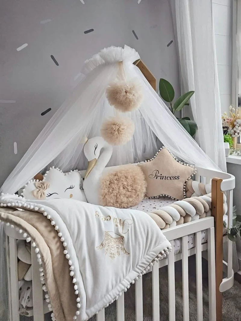 Baby Bedding Set Beige - Princess Swan, Star & Cloud