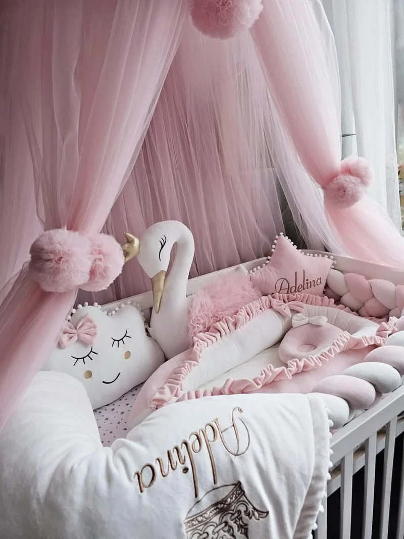 Baby Girl Bedding Set Light Pink - Princess Swan, Star & Cloud