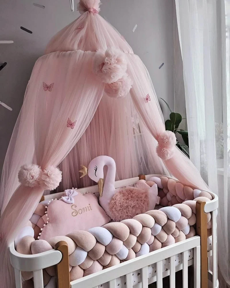 Baby Girl Bedding Set Blush & Light Pink - Princess Swan & Cloud
