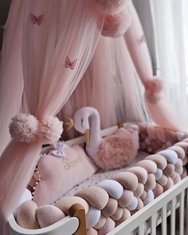 Baby Girl Bedding Set Blush & Light Pink - Princess Swan & Cloud