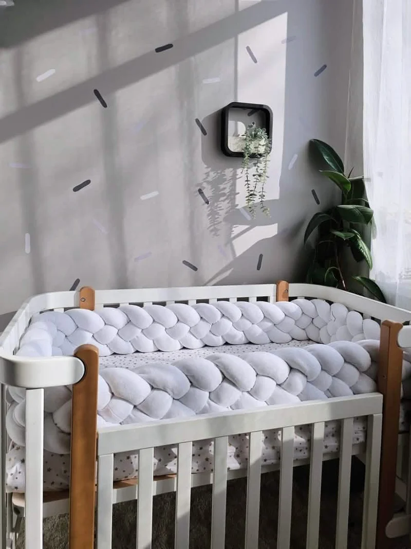 Double Braided Crib Bumper White 20 cm