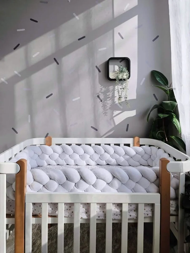 Double Braided Crib Bumper White 20 cm