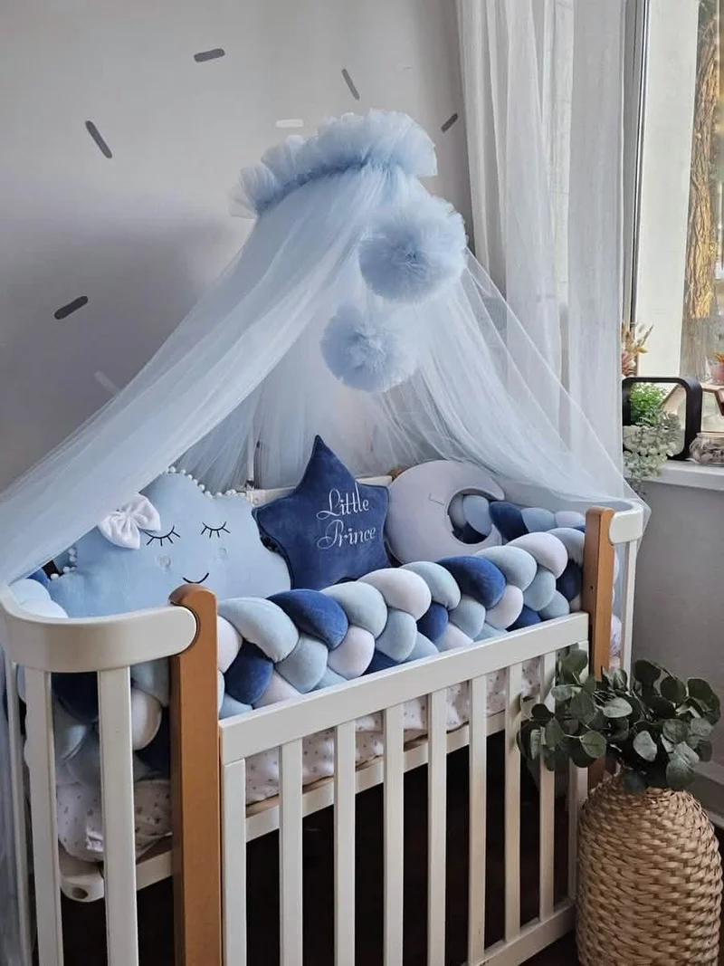 Baby Boy Bedding Set Navy Blue - Cloud Face, Star & Moon