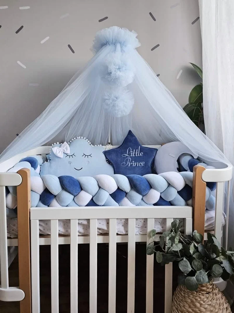 Baby Boy Bedding Set Navy Blue - Cloud Face, Star & Moon