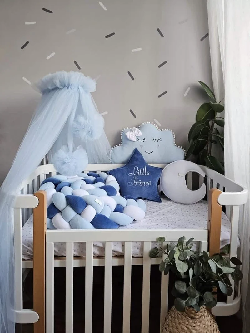 Baby Boy Bedding Set Navy Blue - Cloud Face, Star & Moon