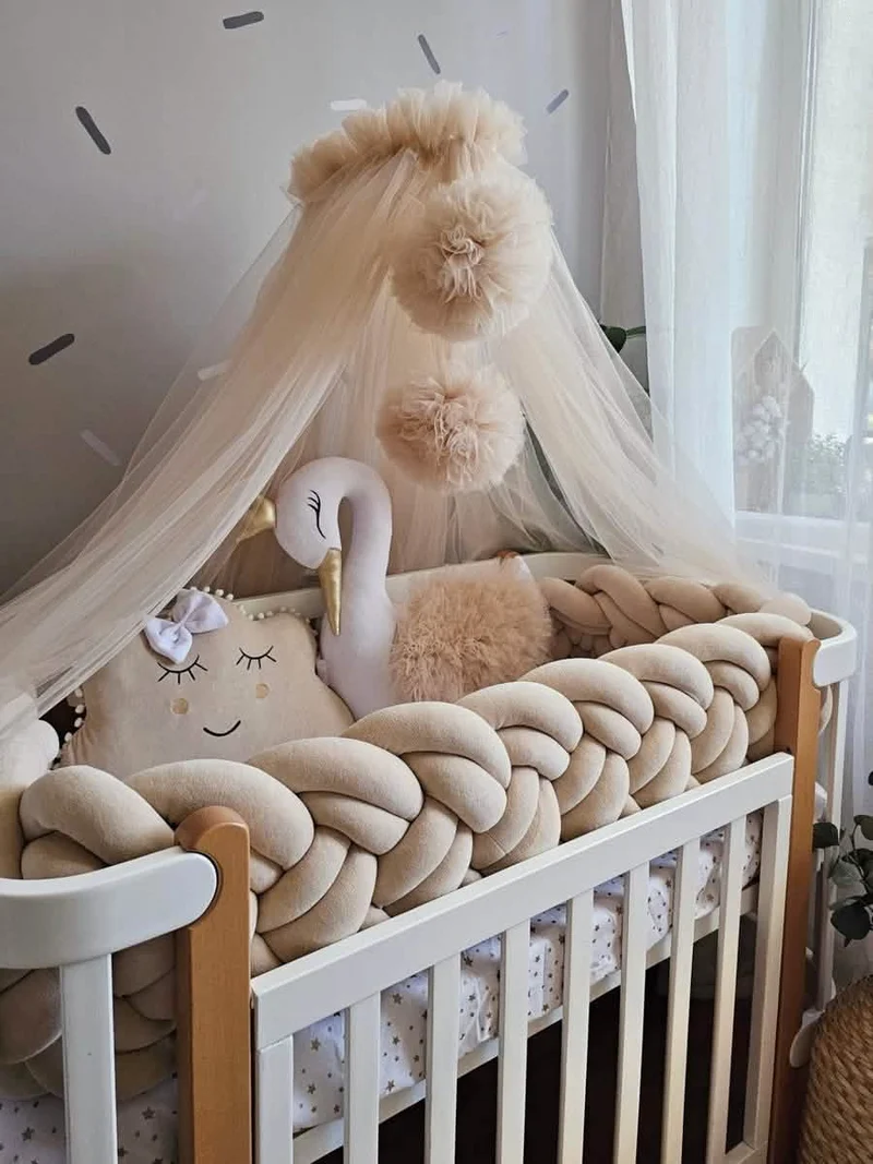 Baby Bedding Set Beige - Princess Swan & Cloud Pillows