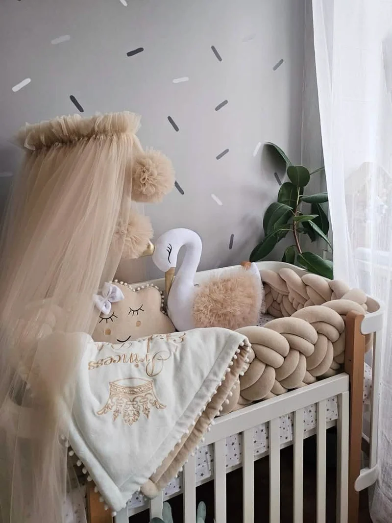 Baby Bedding Set Beige - Princess Swan & Cloud Pillows