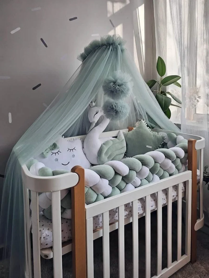 Baby Bedding Set Sage Green - Princess Swan, Star & Cloud