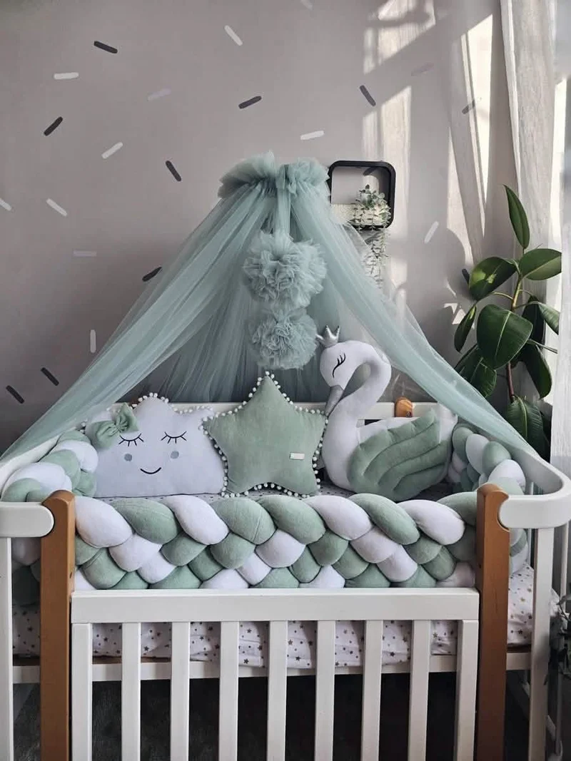 Baby Bedding Set Sage Green - Princess Swan, Star & Cloud
