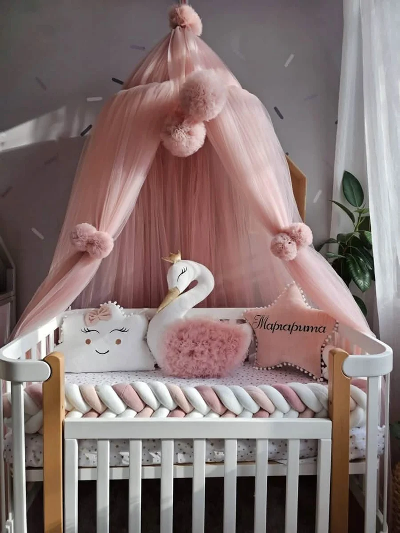 Baby Girl Bedding Set - Princess Swan, Star & Cloud Pillows