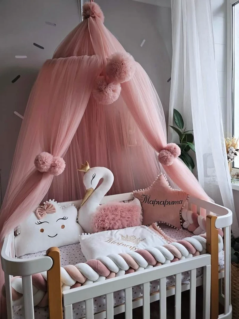 Baby Girl Bedding Set - Princess Swan, Star & Cloud Pillows