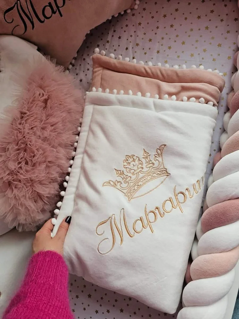 Baby Girl Bedding Set - Princess Swan, Star & Cloud Pillows