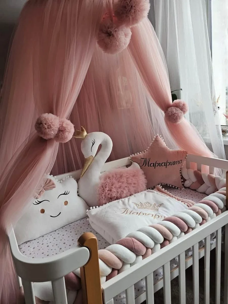 Baby Girl Bedding Set - Princess Swan, Star & Cloud Pillows
