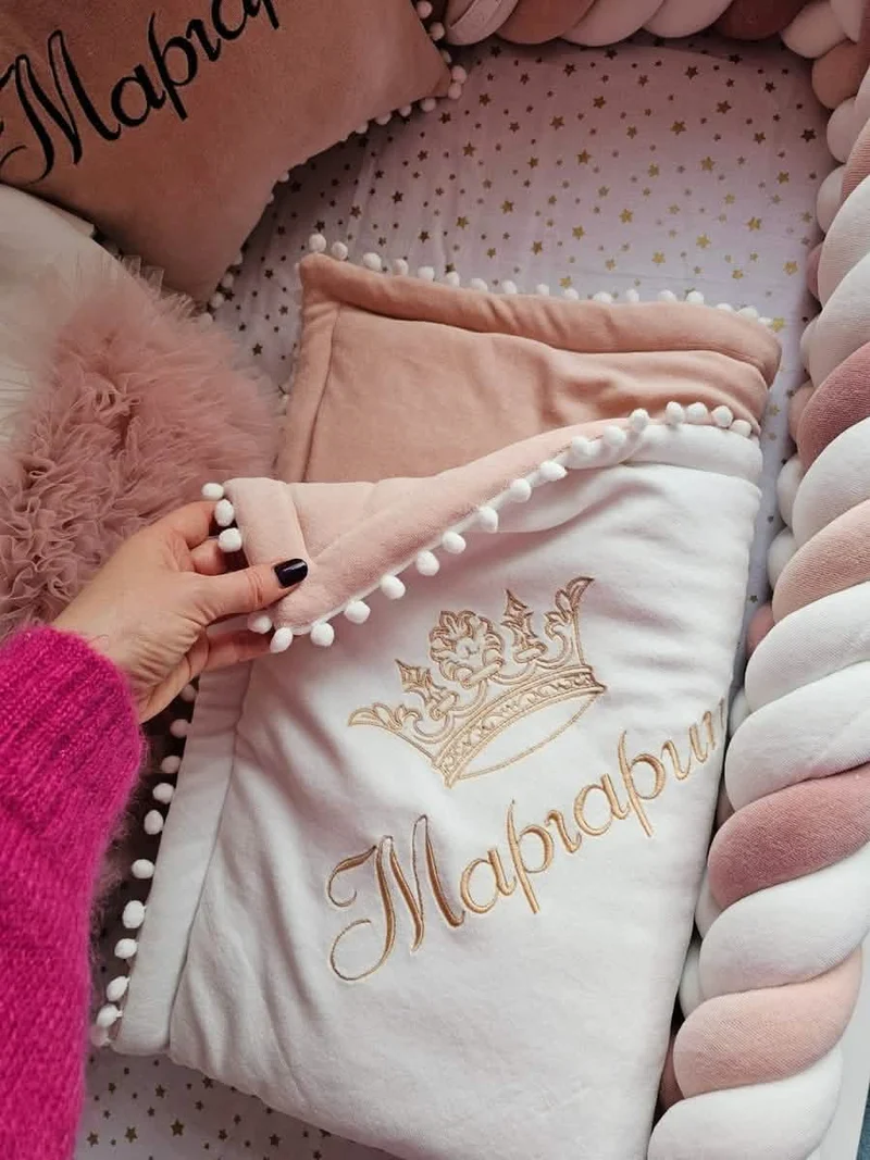 Baby Girl Bedding Set - Princess Swan, Star & Cloud Pillows