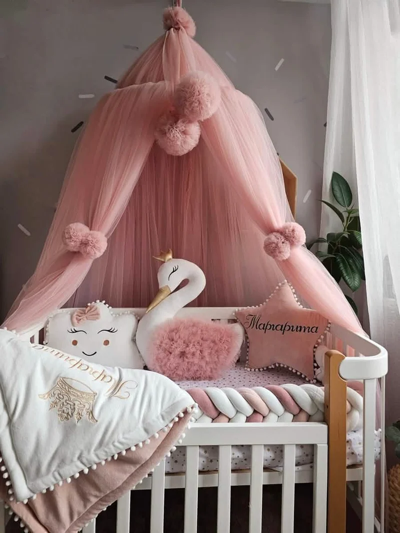 Baby Girl Bedding Set - Princess Swan, Star & Cloud Pillows