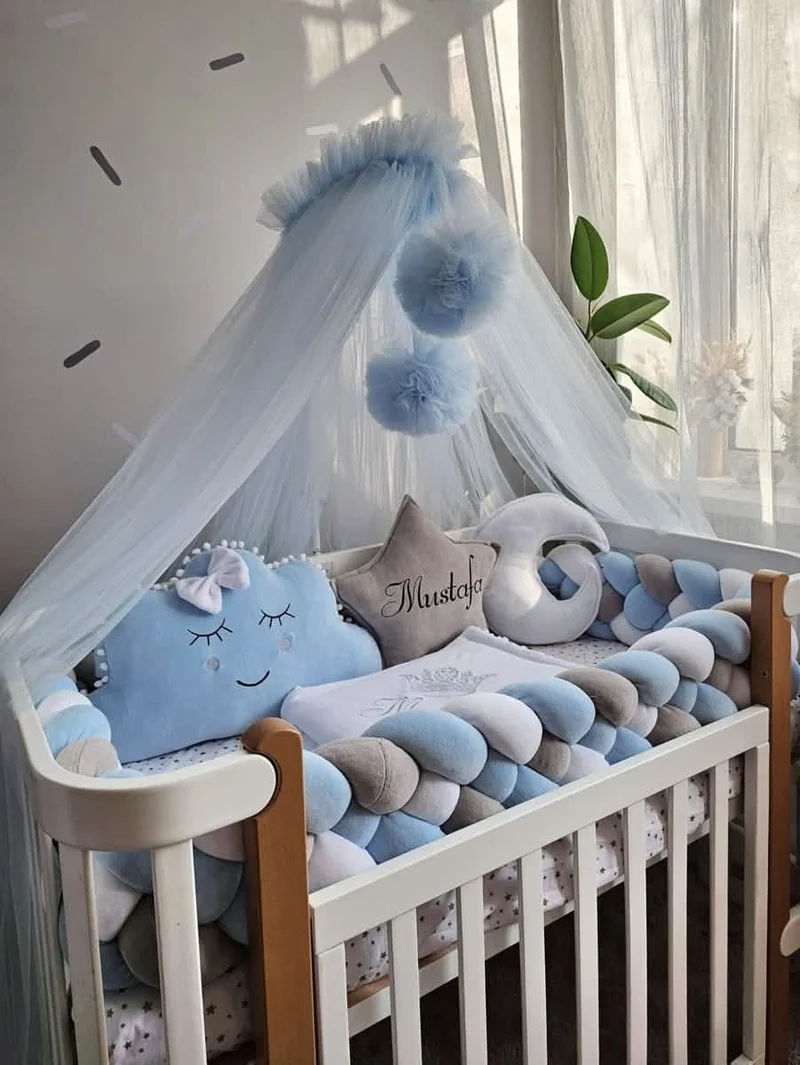 Baby Boy Bedding Set Blue - Cloud, Star & Moon Pillows