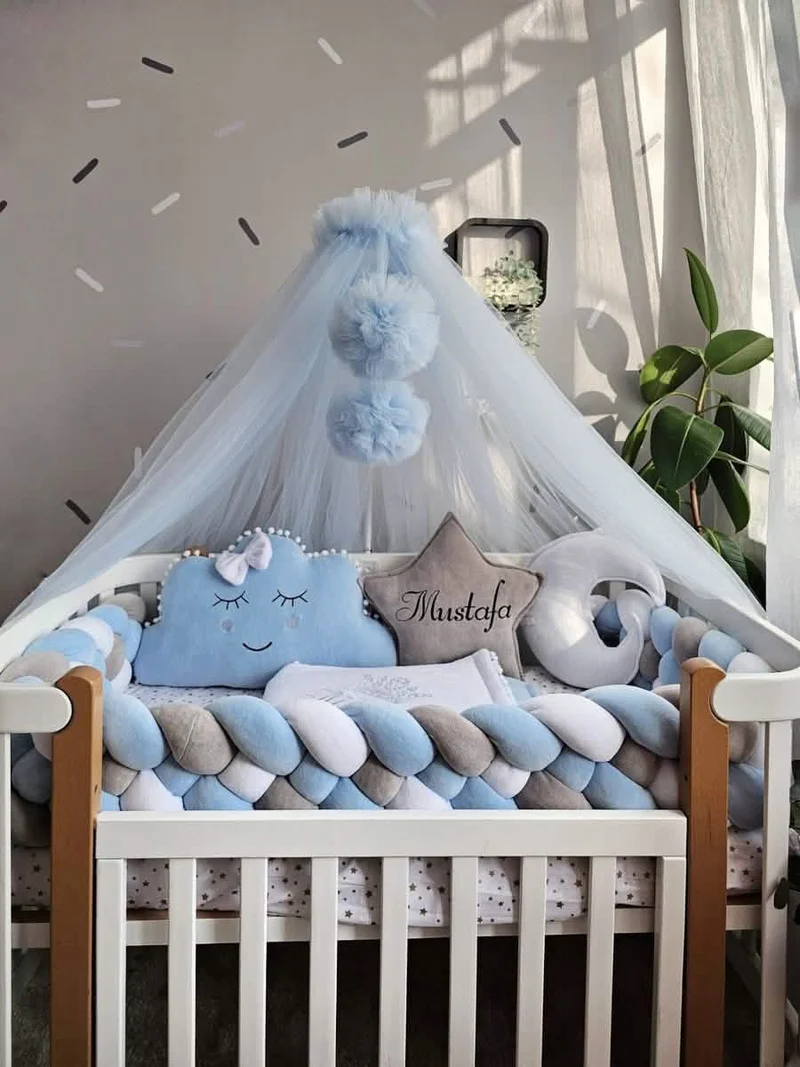 Baby Boy Bedding Set Blue - Cloud, Star & Moon Pillows