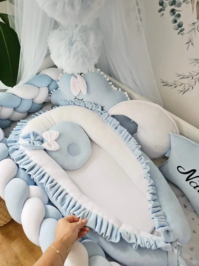 Baby Boy Bedding Set Blue - Cloud, Star & Moon Pillows