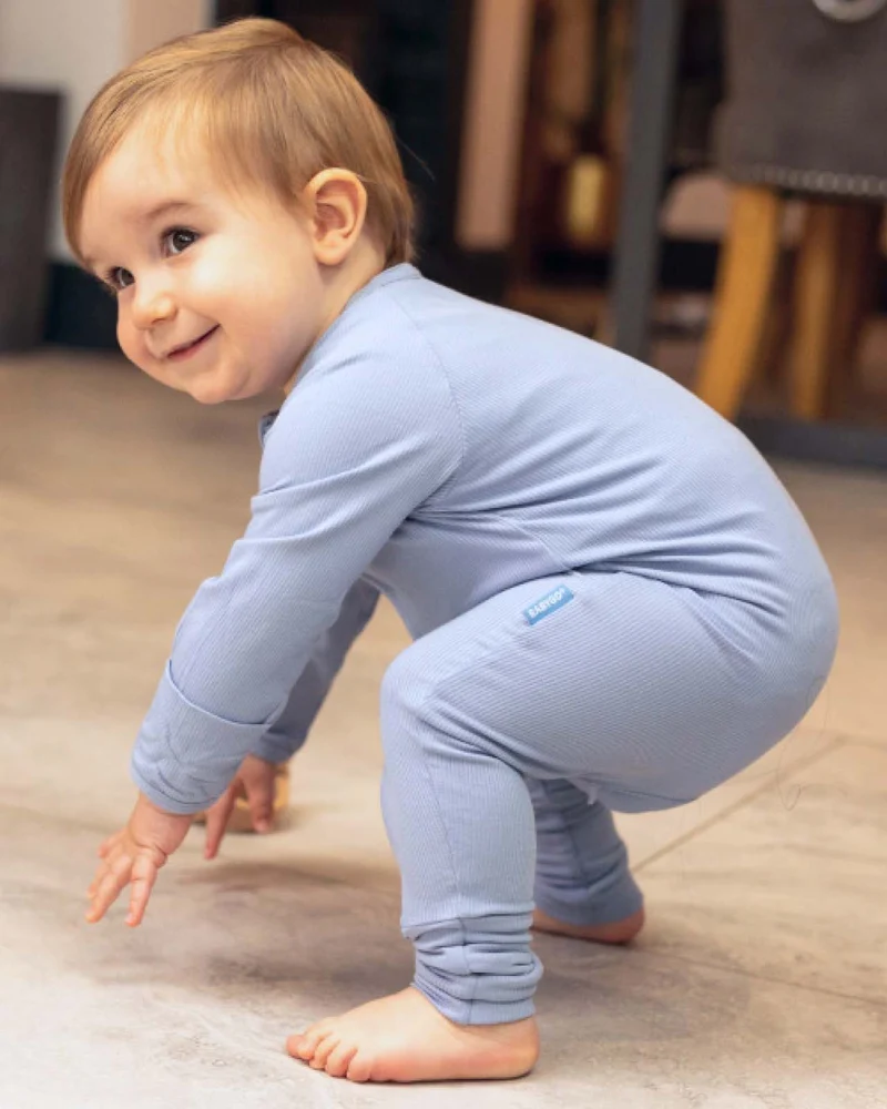 BABYGO® Schieferblauer gerippter Schlafanzug mit Reißverschluss