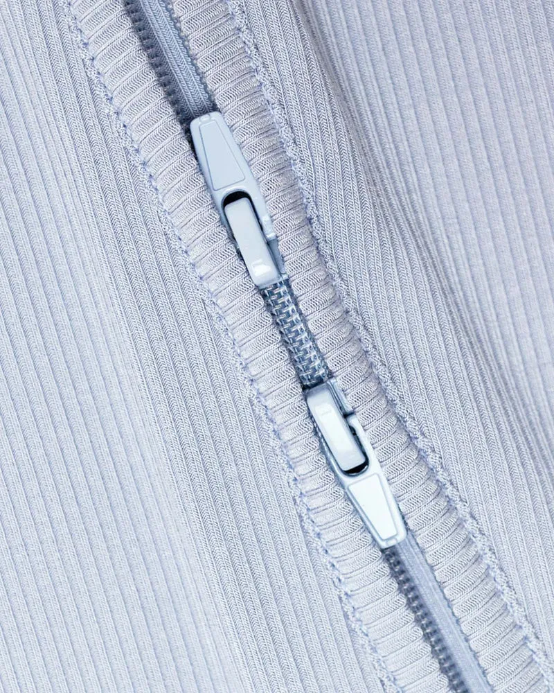 BABYGO® Schieferblauer gerippter Schlafanzug mit Reißverschluss