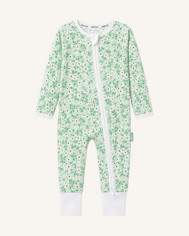 BABYGO® Floraler Schlafanzug mit Reißverschluss