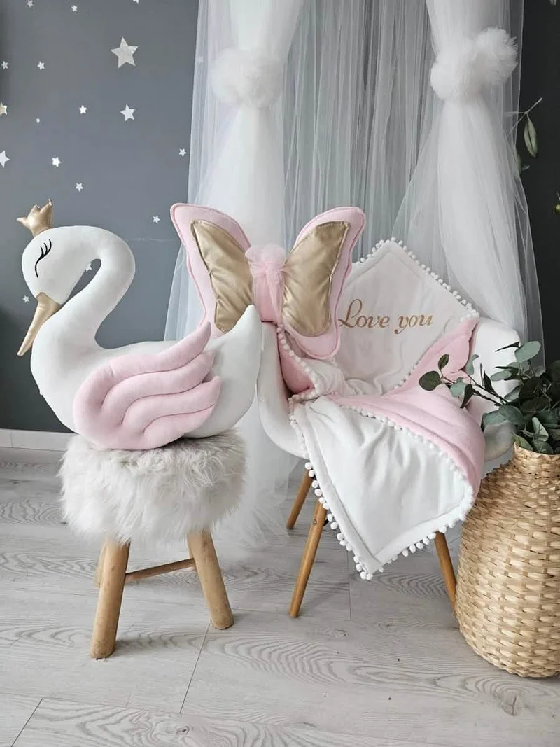 Personalized Baby Pillow - Swan, Crown, Cloud, Star or Butterfly