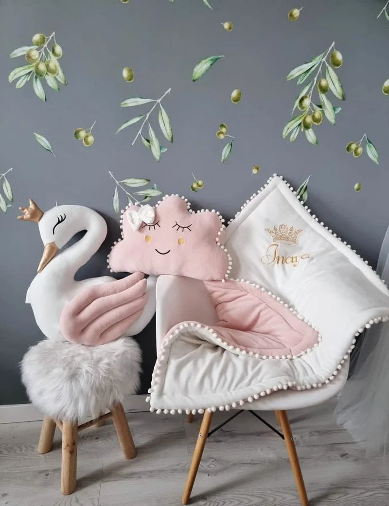 Personalized Baby Pillow - Swan, Crown, Cloud, Star or Butterfly