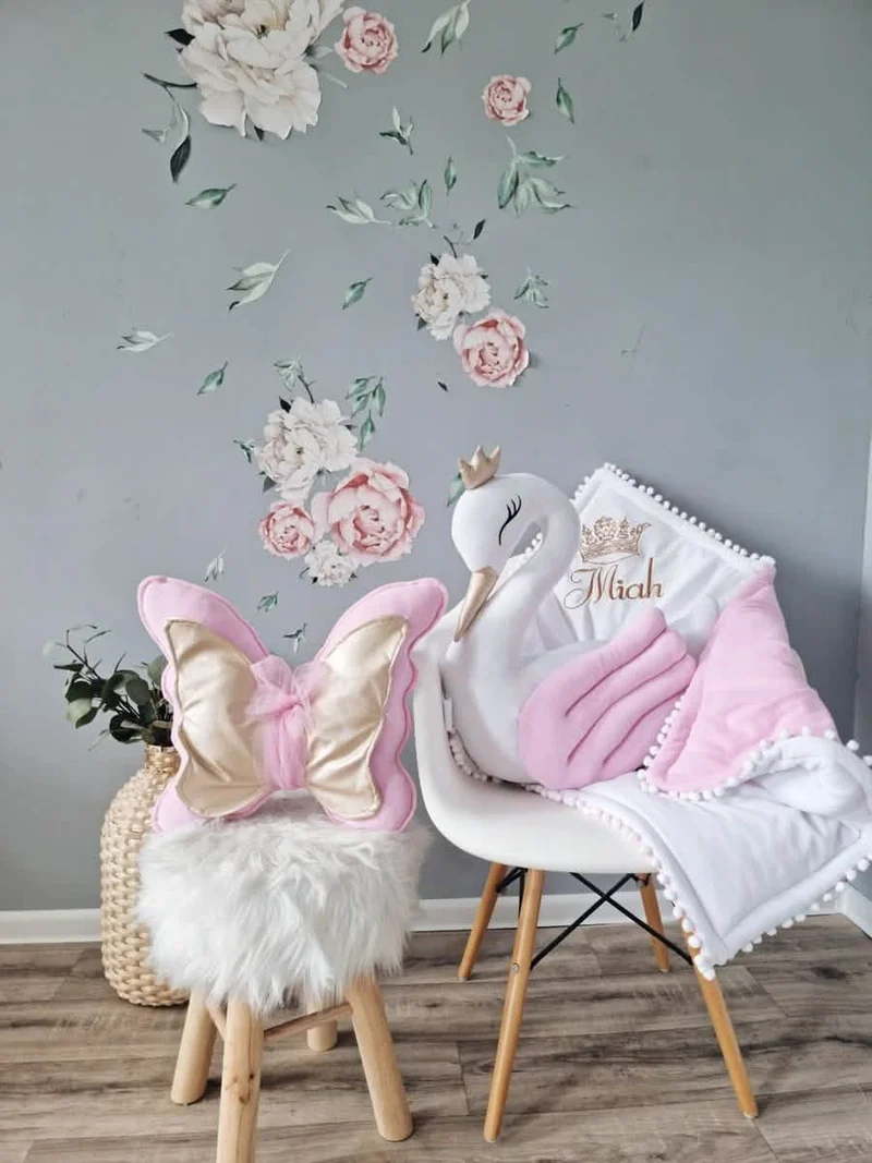 Personalized Baby Pillow - Swan, Crown, Cloud, Star or Butterfly