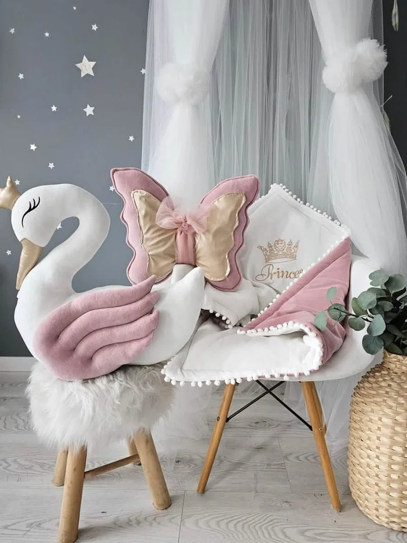 Personalized Baby Pillow - Swan, Crown, Cloud, Star or Butterfly
