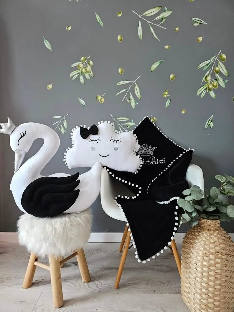 Personalized Baby Pillow - Swan, Crown, Cloud, Star or Butterfly