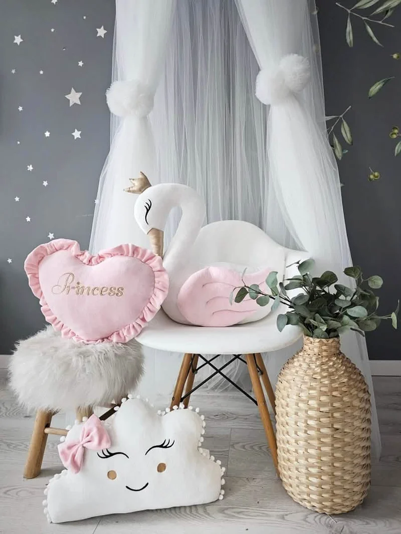 Personalized Baby Pillow - Swan, Crown, Cloud, Star or Butterfly