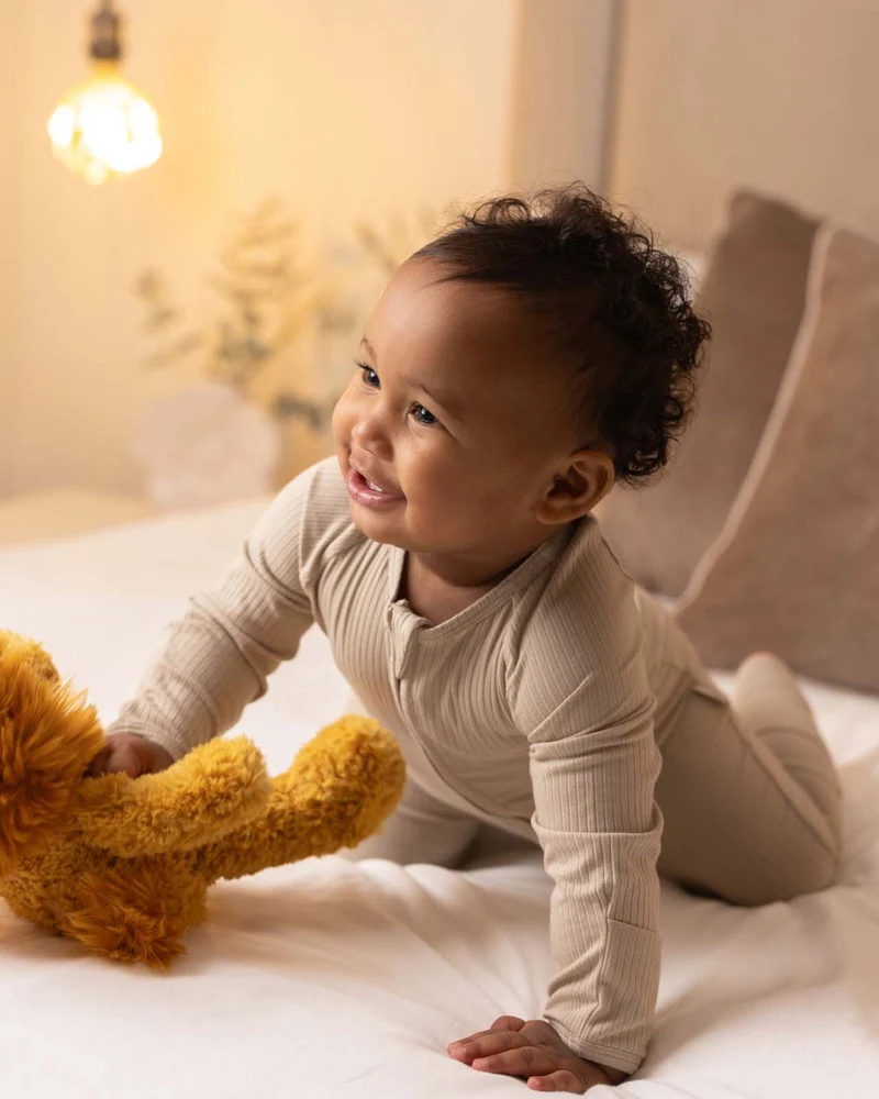 BABYGO® Oatmeal gerippter Schlafanzug mit Reißverschluss